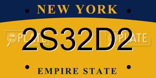 2S32D2 New York License Plate