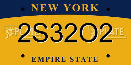 2S32O2 New York License Plate