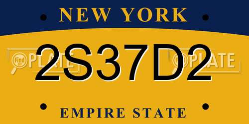 2S37D2 New York License Plate