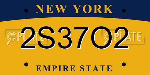 2S37O2 New York License Plate