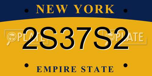 2S37S2 New York License Plate