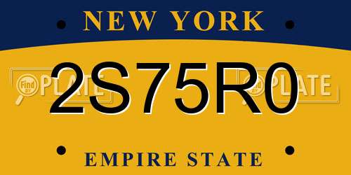 2S75R0 New York License Plate