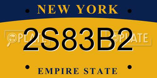 2S83B2 New York License Plate