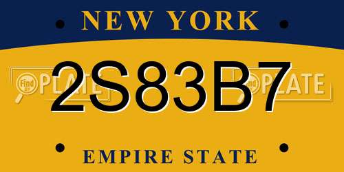 2S83B7 New York License Plate