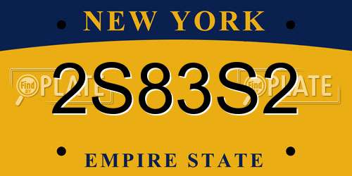 2S83S2 New York License Plate