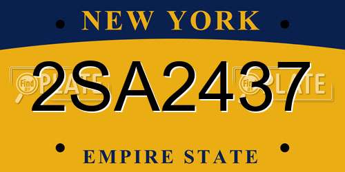 2SA2437 New York License Plate