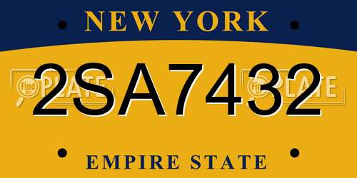2SA7432 New York License Plate