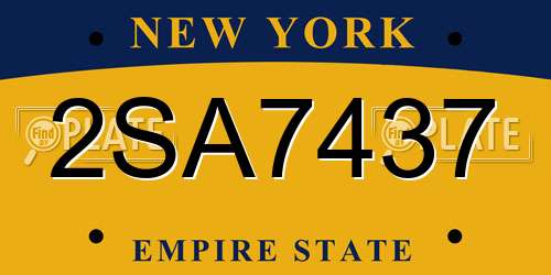 2SA7437 New York License Plate