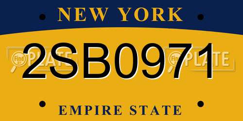 2SB0971 New York License Plate