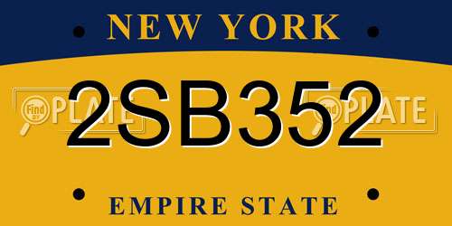 2SB352 New York License Plate