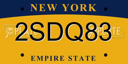 2SDQ83 New York License Plate