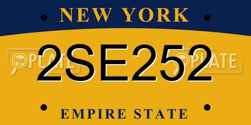 2SE252 New York License Plate