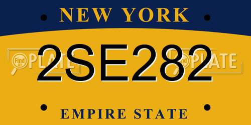 2SE282 New York License Plate