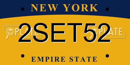 2SET52 New York License Plate
