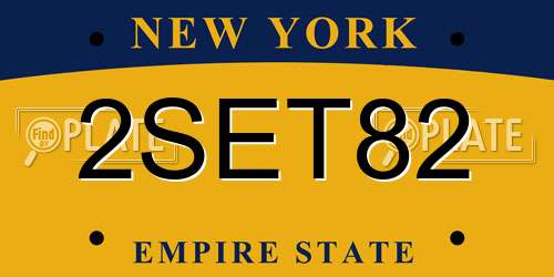 2SET82 New York License Plate