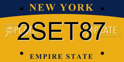 2SET87 New York License Plate