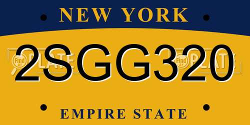 2SGG320 New York License Plate