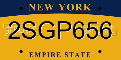 2SGP656 New York License Plate