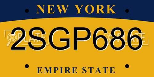 2SGP686 New York License Plate