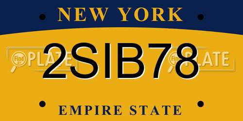 2SIB78 New York License Plate
