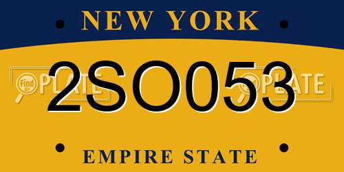 2SO053 New York License Plate