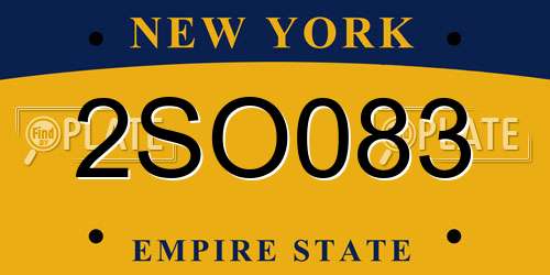 2SO083 New York License Plate