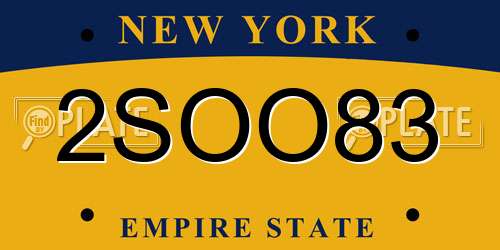 2SOO83 New York License Plate