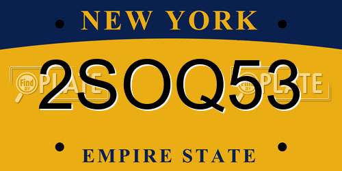 2SOQ53 New York License Plate