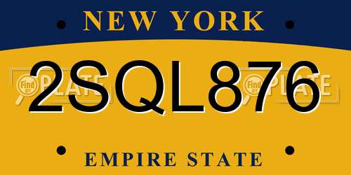 2SQL876 New York License Plate