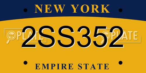 2SS352 New York License Plate