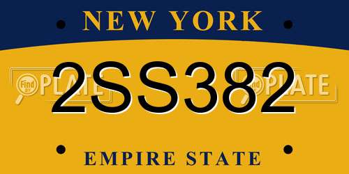 2SS382 New York License Plate