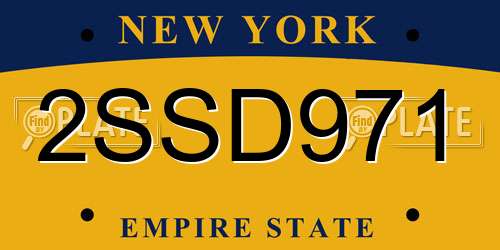 2SSD971 New York License Plate