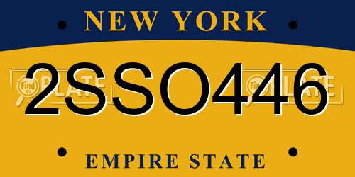 2SSO446 New York License Plate