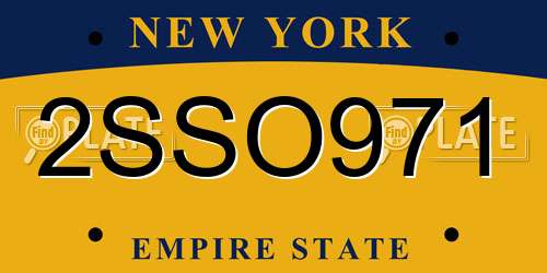 2SSO971 New York License Plate