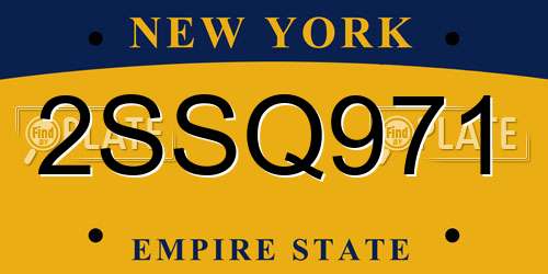 2SSQ971 New York License Plate