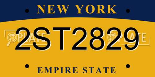 2ST2829 New York License Plate