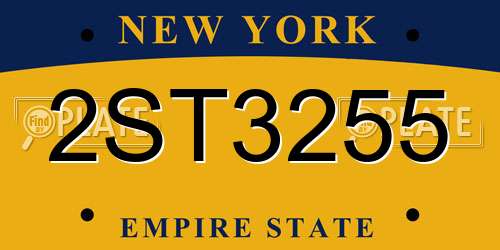 2ST3255 New York License Plate