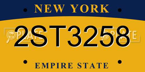 2ST3258 New York License Plate
