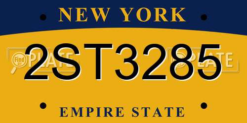 2ST3285 New York License Plate