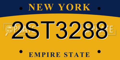 2ST3288 New York License Plate