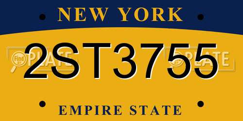 2ST3755 New York License Plate