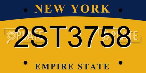 2ST3758 New York License Plate