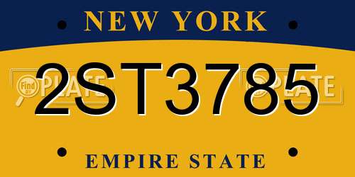 2ST3785 New York License Plate
