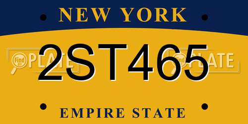 2ST465 New York License Plate
