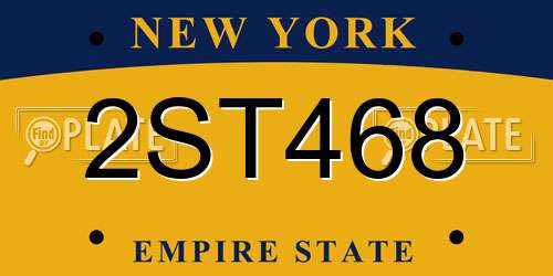 2ST468 New York License Plate