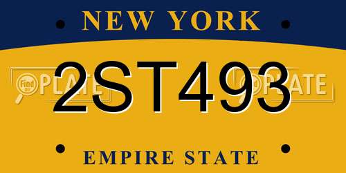 2ST493 New York License Plate