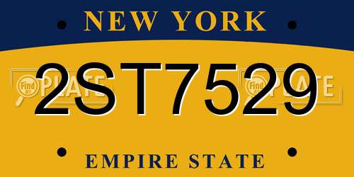 2ST7529 New York License Plate