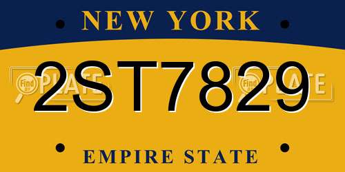 2ST7829 New York License Plate