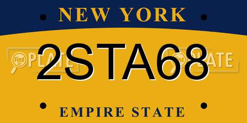2STA68 New York License Plate