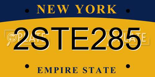 2STE285 New York License Plate